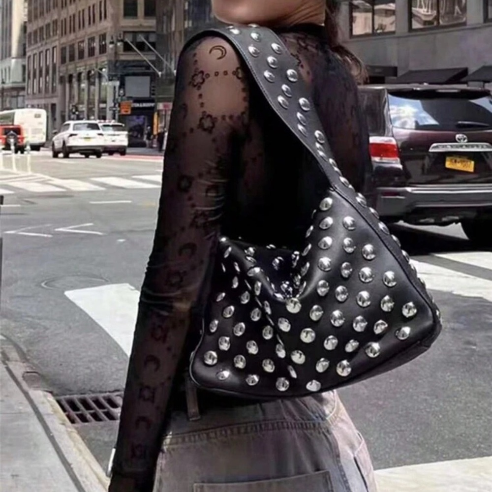 Studded Black Shoulder Bag